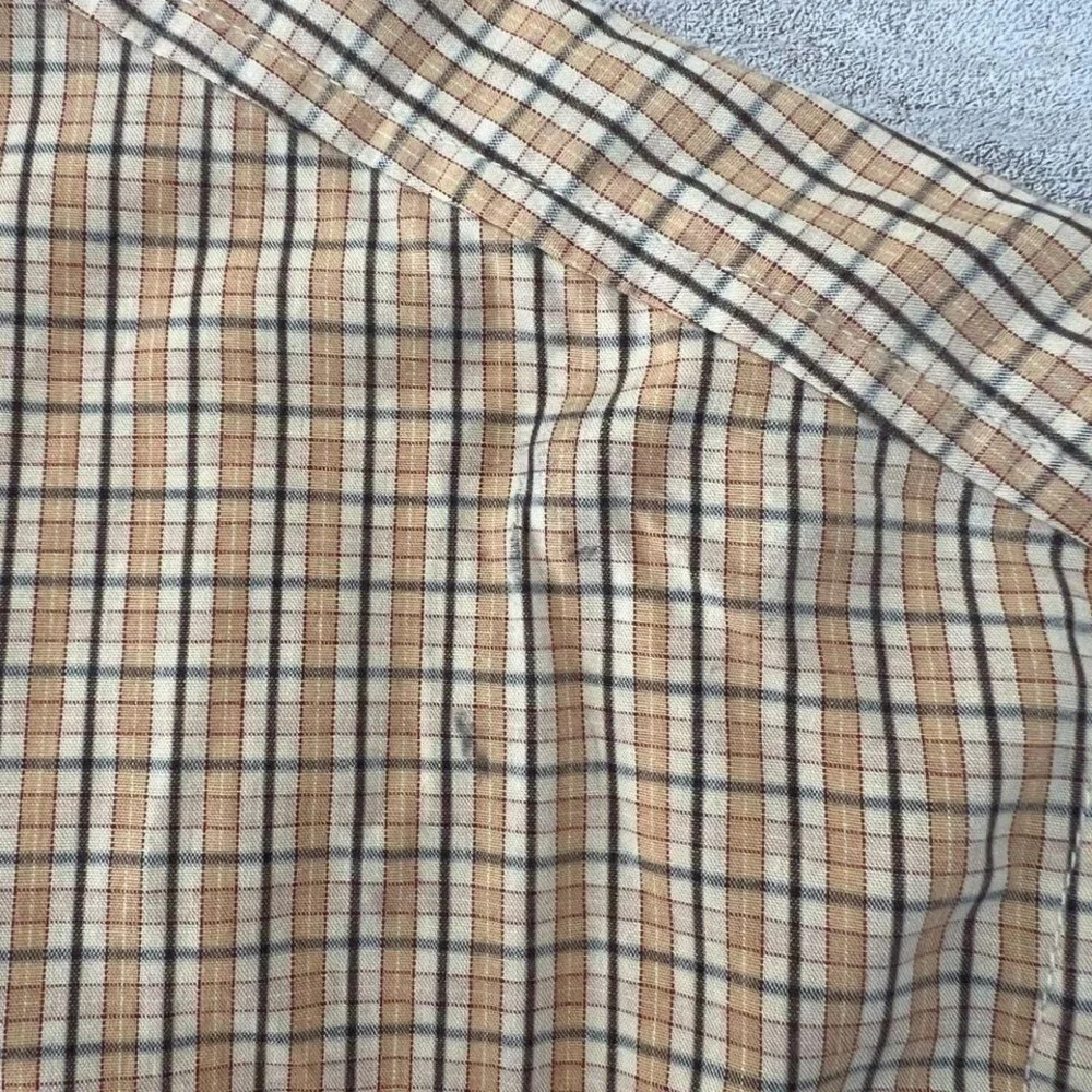 Gap Mens large checkered yellow plaid long sleeve button down shirt 100% cotton‎
